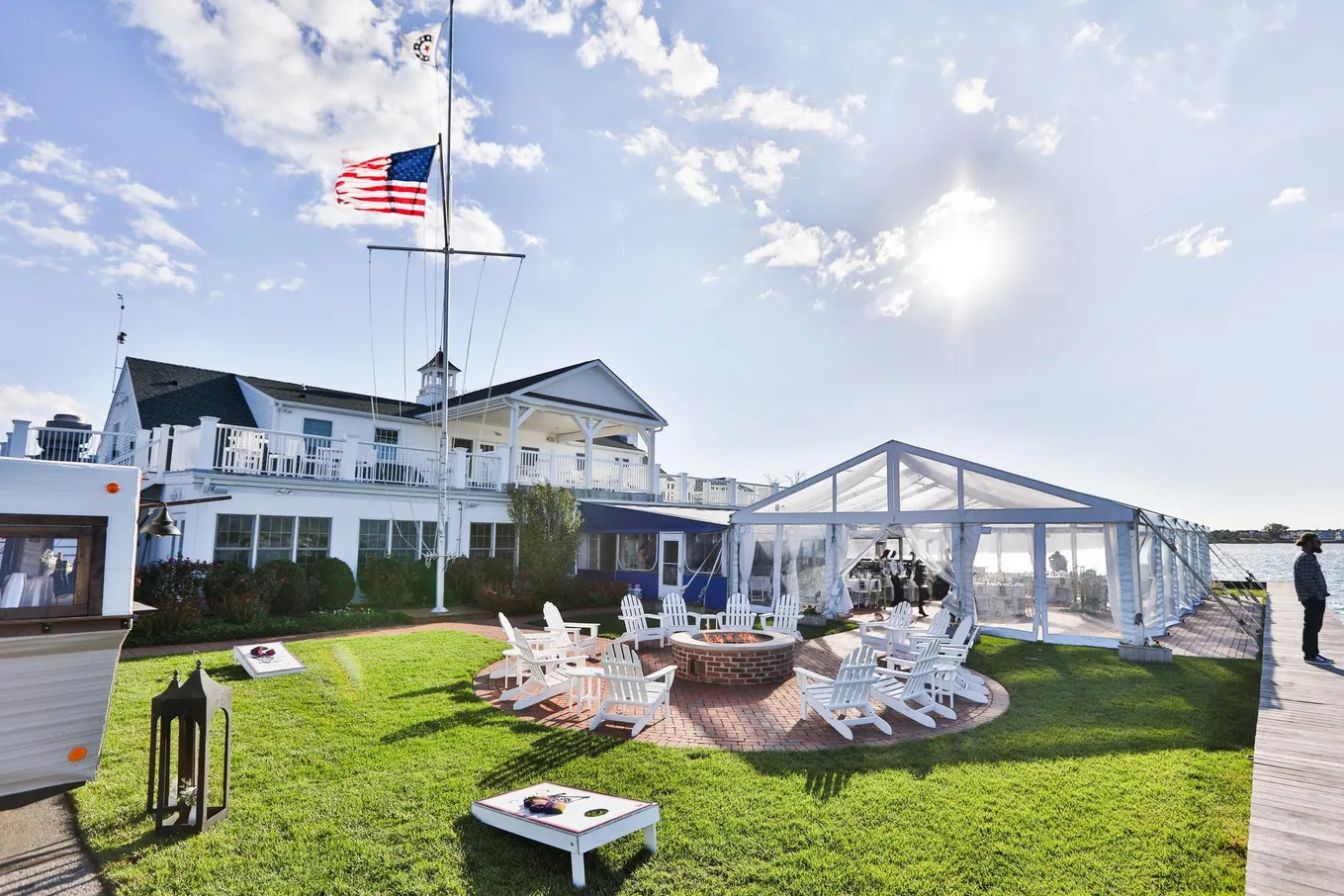The wedding venue overlooking the water